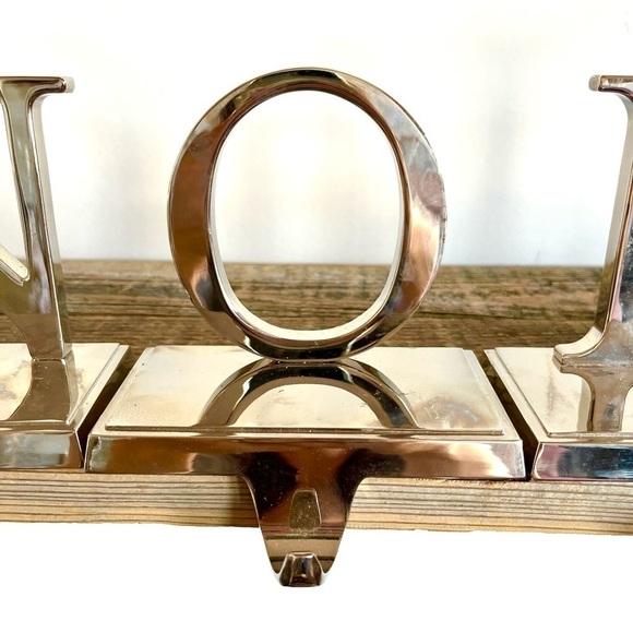 Chrome Christmas Stocking Hooks NOEL letters set of 4 - Picture 3 of 7
